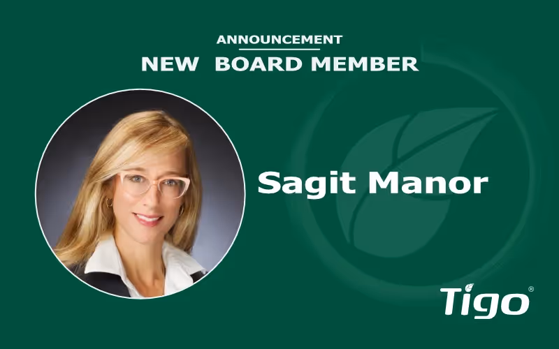 Tigo Energy Appoints Sagit Manor to Board of Directors